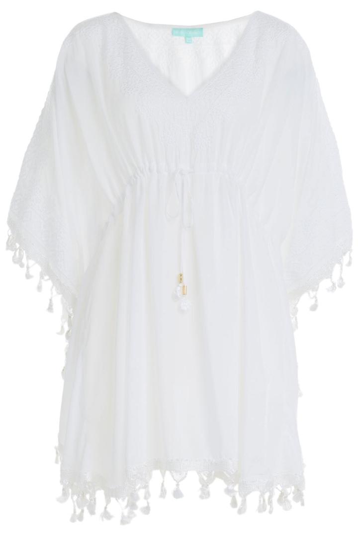 Melissa Odabash Melissa Odabash Embroidered Caftan With Fringe - White