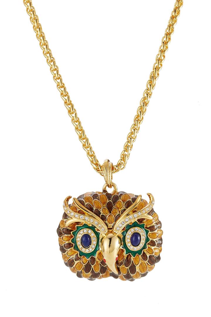 Kenneth Jay Lane Kenneth Jay Lane Embellished Owl Necklace - Gold