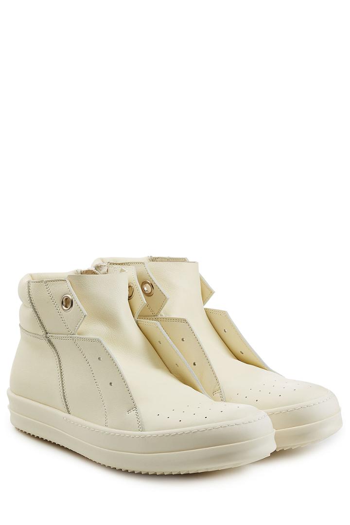 Rick Owens Men Rick Owens Men Leather Sneaker Boots - White