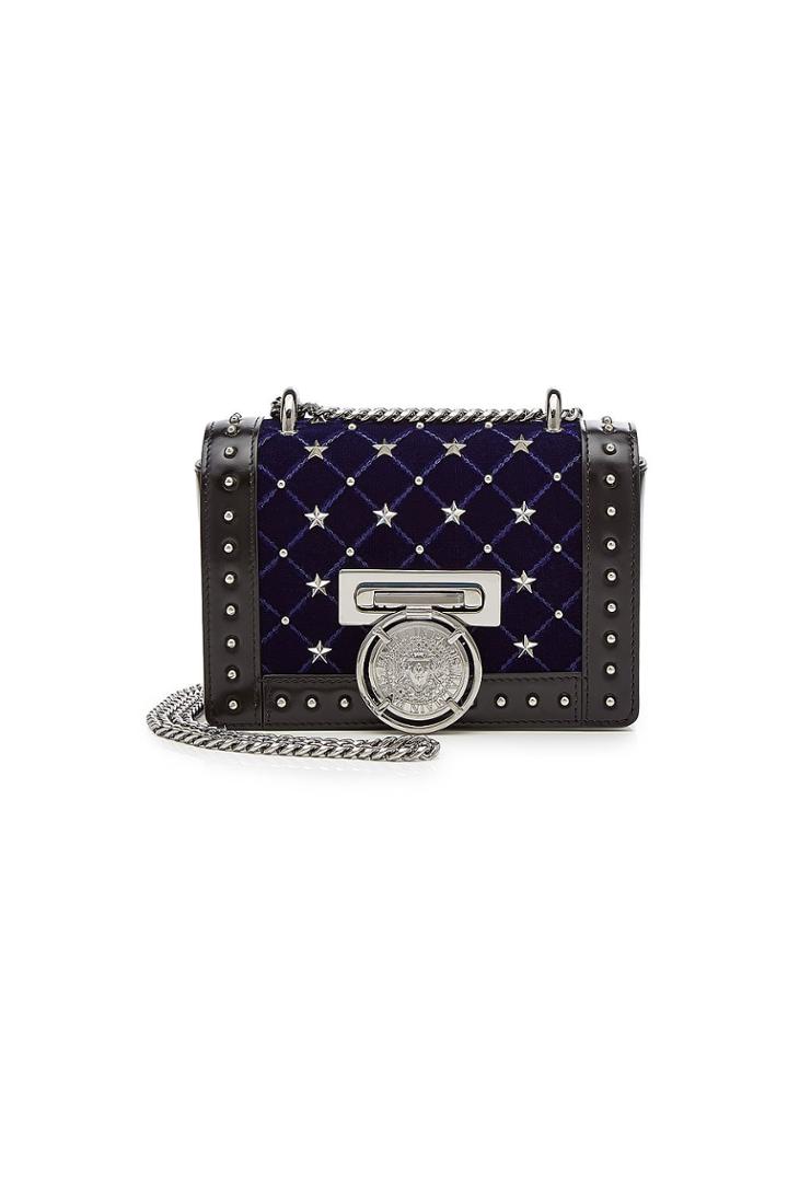 Balmain Balmain Bbox 20 Etoile Studded Leather Shoulder Bag With Suede