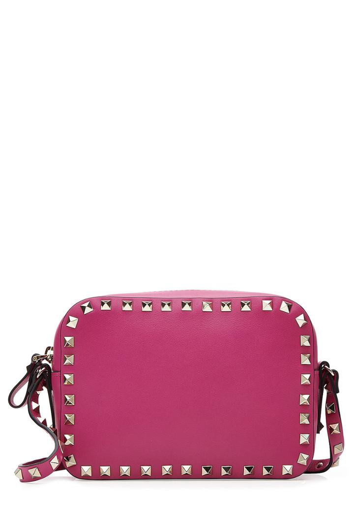 Valentino Valentino Leather Rockstud Camera Bag - Red