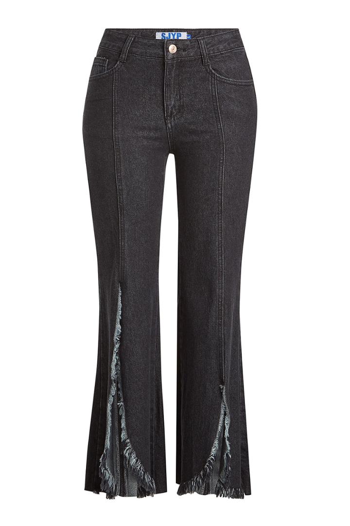 Sjyp Sjyp Flared Jeans With Distressed Fringing