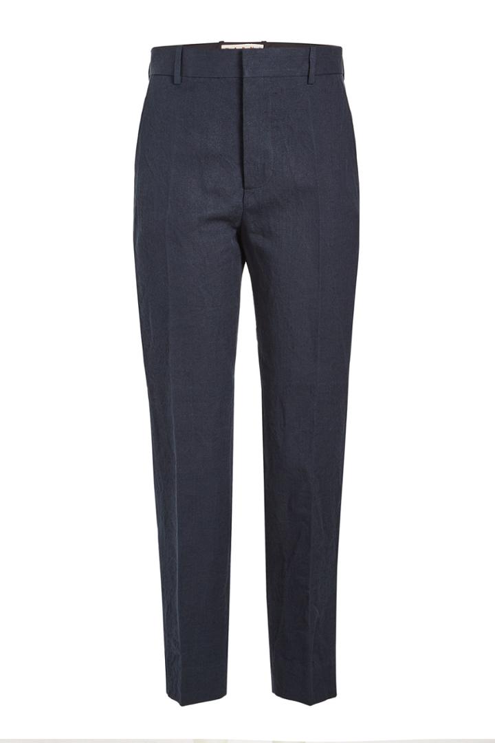 Marni Marni Cropped Linen Pants With Cotton