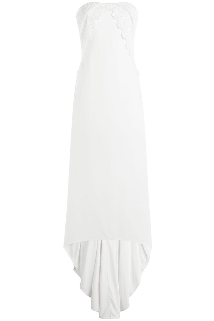 Self-portrait Self-portrait Strapless Gown With Crochet Lace - White
