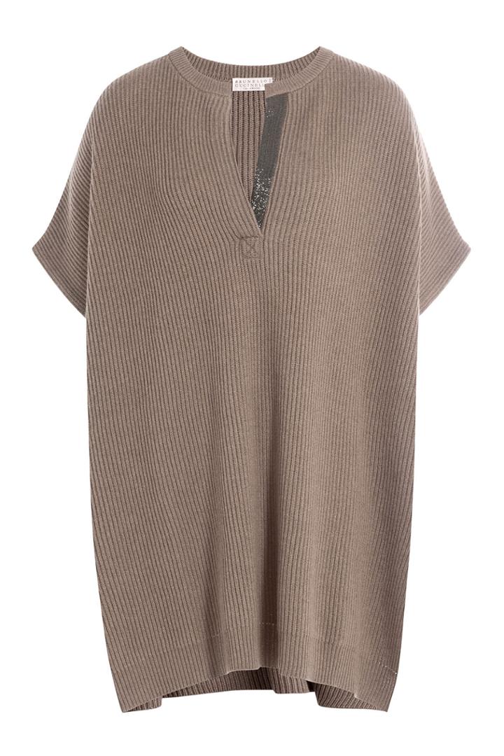 Brunello Cucinelli Brunello Cucinelli Cashmere Poncho Top With Embellishment - Brown