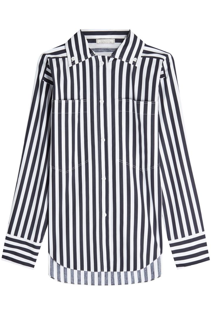 Nina Ricci Nina Ricci Striped Cotton Shirt With High-low Hemline