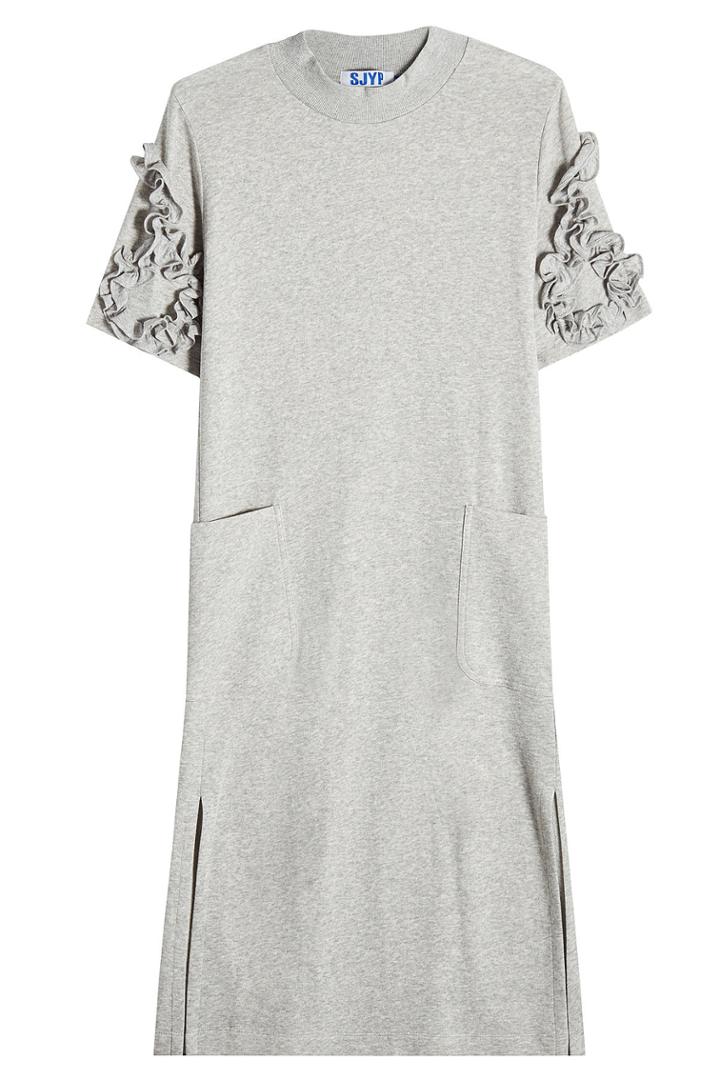 Sjyp Sjyp Jersey Dress With Frill Sleeves