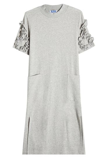 Sjyp Sjyp Jersey Dress With Frill Sleeves