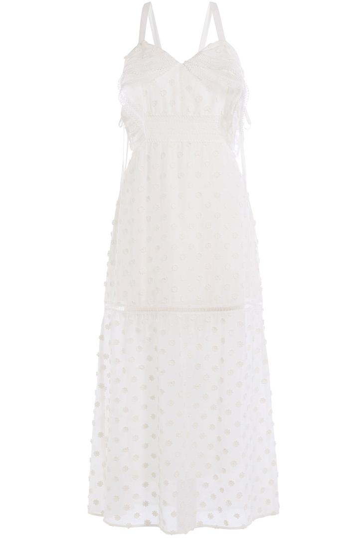 Self-portrait Self-portrait Daisy Off Shoulder Cotton Maxi Dress - White