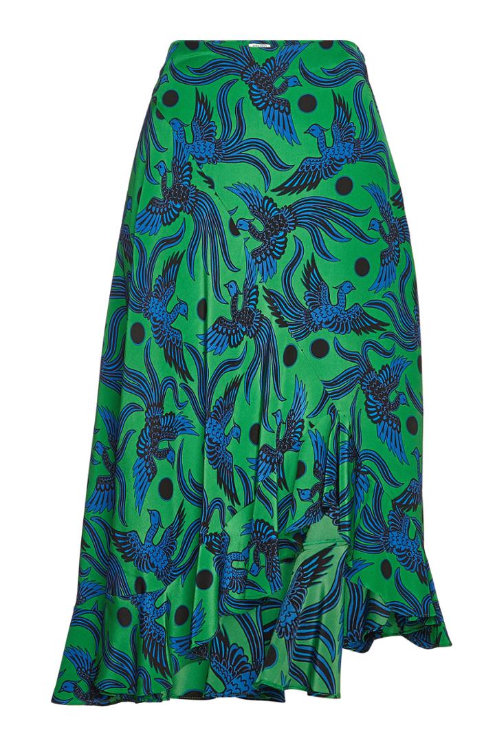 Kenzo Kenzo Printed Silk Skirt With Asymmetric Hem