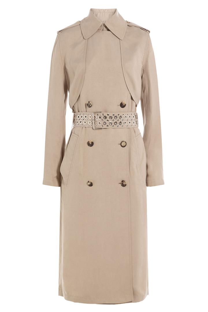 Alexander Wang Alexander Wang Trench Coat With Eyelet Embellished Belt - Beige