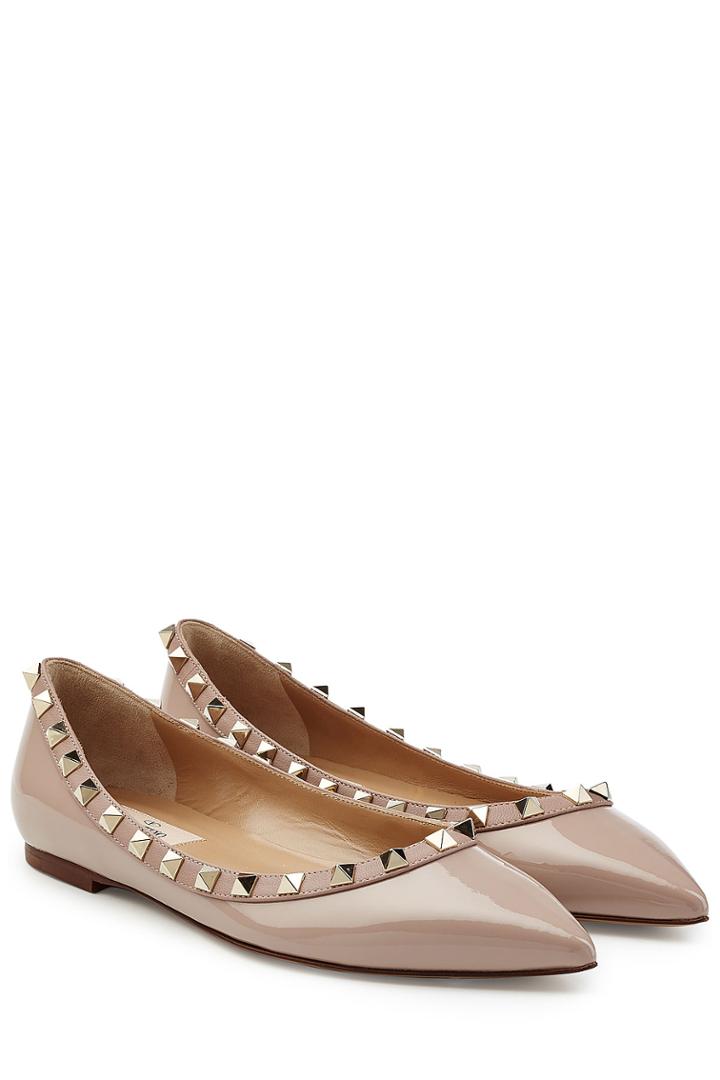 Valentino Valentino Rockstud Leather Ballerinas - Mauve