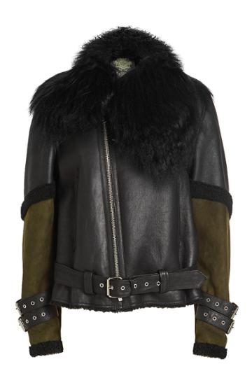 Mr & Mrs Italy Mr & Mrs Italy Leather, Suede And Shearling Biker Jacket
