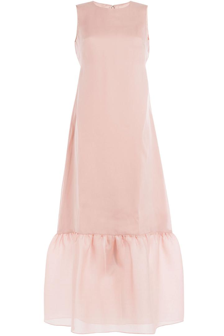 Valentino Valentino Silk Dress With Ruffled Hem