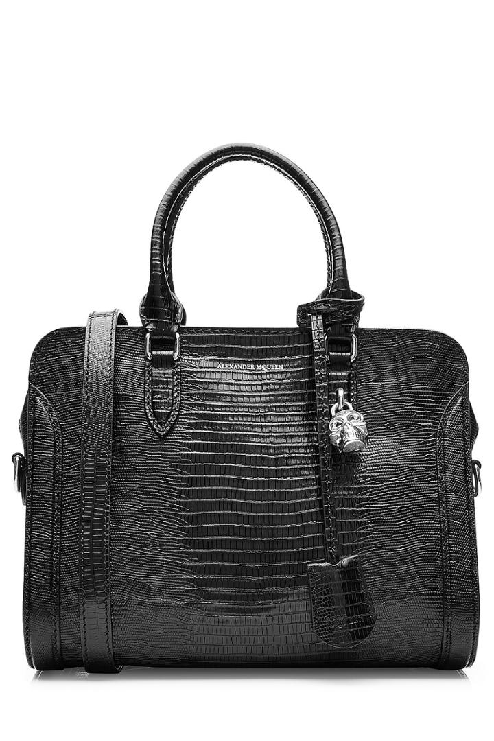 Alexander Mcqueen Alexander Mcqueen Padlock Leather Shoulder Bag - Black