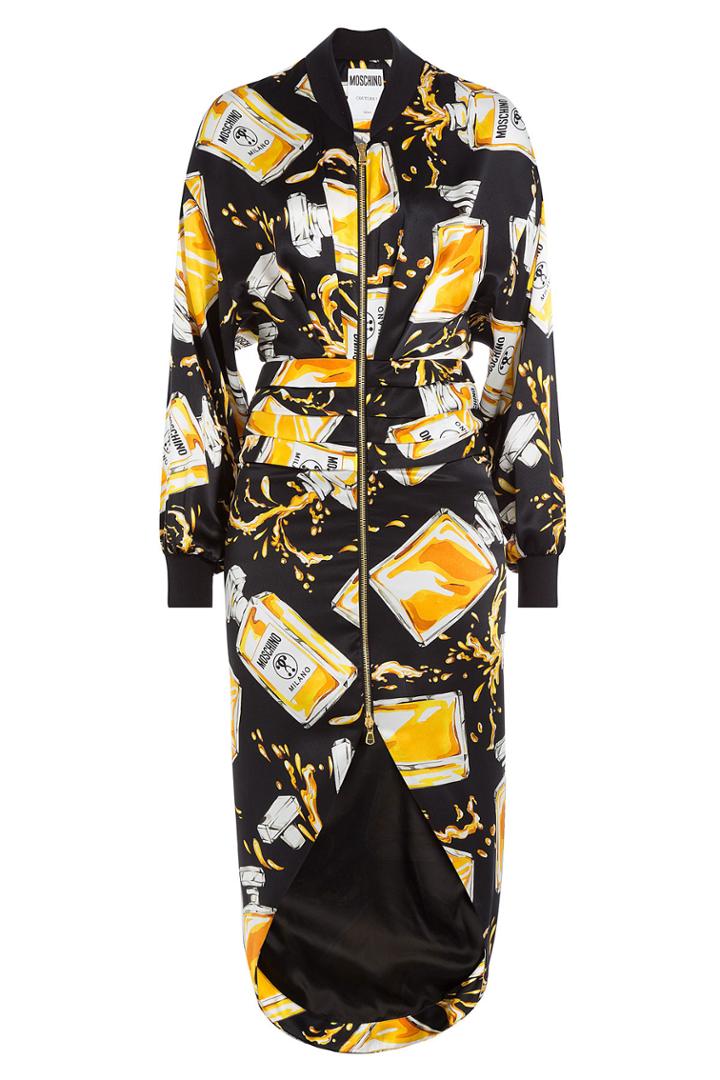 Moschino Moschino Printed Silk Dress - Black