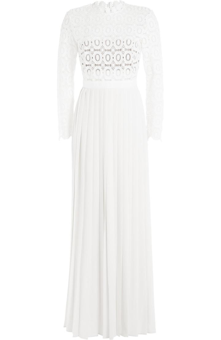 Self-portrait Self-portrait Pleated Maxi Dress With Lace