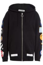 Off-white Off-white Zipped Cotton Hoody With Patches - Black