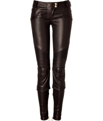 Balmain Leather Biker Pants In Black
