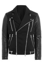 Balmain Balmain Biker Jacket With Leather - Black