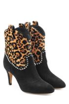 Marc Jacobs Marc Jacobs Embellished Suede Ankle Boots With Printed Pony Hair