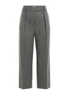 Brunello Cucinelli Brunello Cucinelli Cotton-wool Blend Wide Leg Cropped Pants - Grey