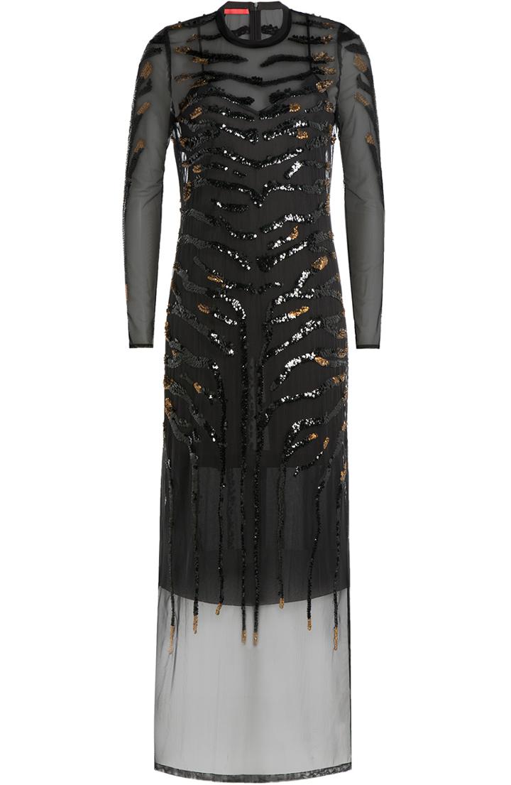 Tamara Mellon Embellished Dress With Sheer Overlay