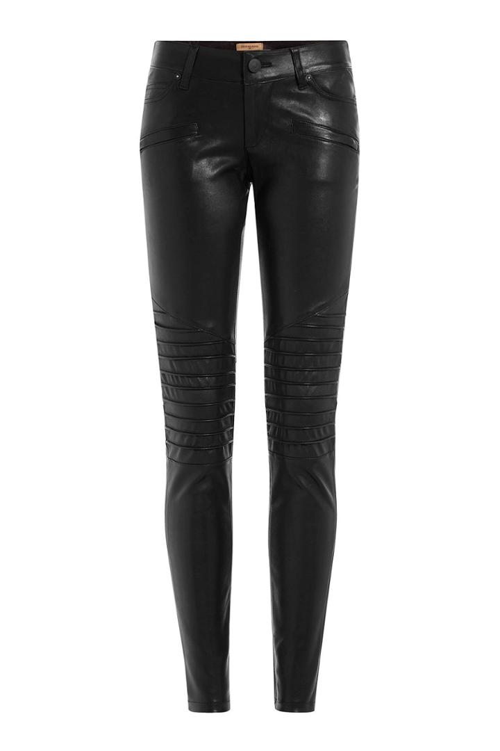 True Religion True Religion Skinny Leather Pants With Moto Detail