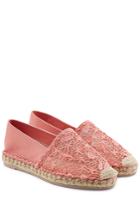 Valentino Valentino Leather And Lace Espadrilles - Rose