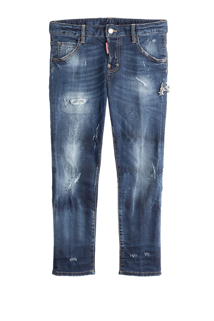 Dsquared2 Dsquared2 Distressed Straight Leg Cropped Jeans - Blue