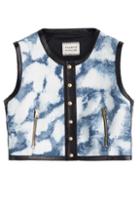 Fausto Puglisi Tie-dye Cropped Top With Leather