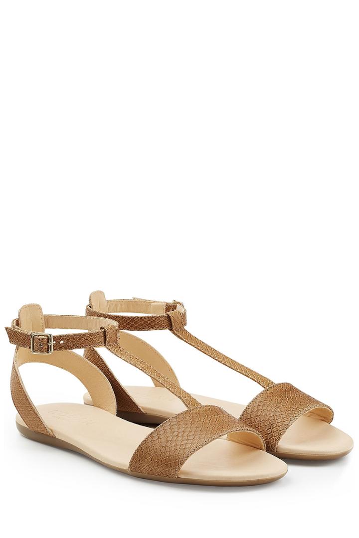 Hogan Hogan Embossed Leather Sandals - Brown