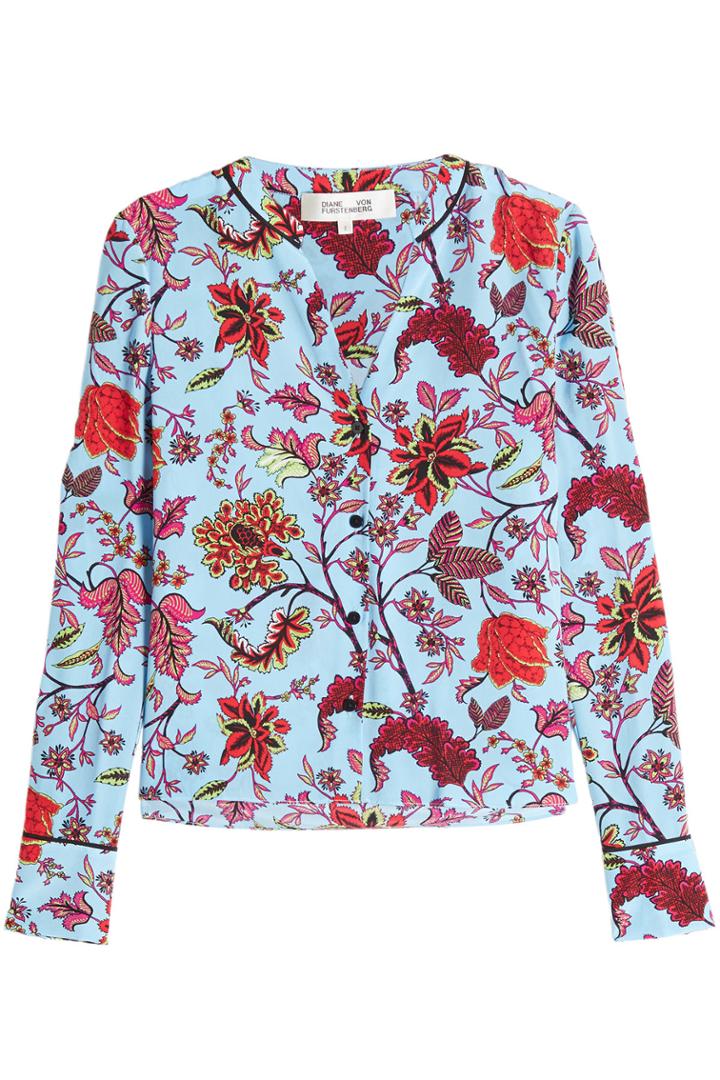 Diane Von Furstenberg Diane Von Furstenberg Floral Print Silk Blouse