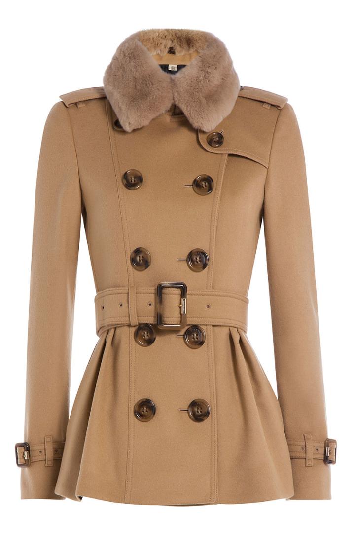Burberry London Burberry London Wool And Cashmere Coat With Rabbit Fur Collar