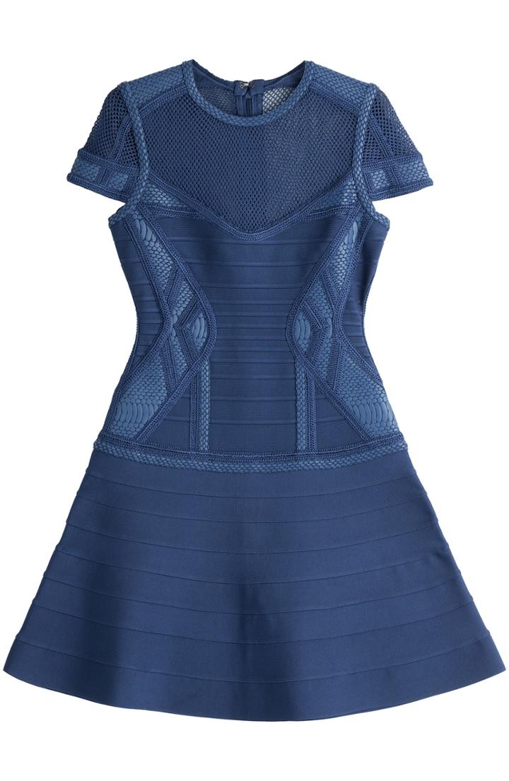 Herv L Ger Bandage Dress With Mesh