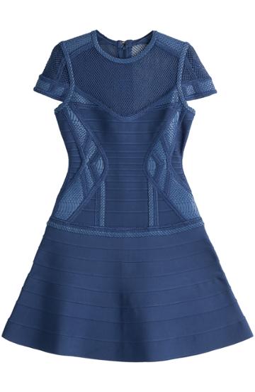 Herv L Ger Bandage Dress With Mesh