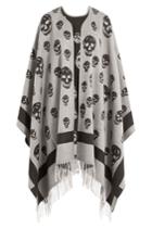 Alexander Mcqueen Alexander Mcqueen Skull Print Wool Cape - Grey