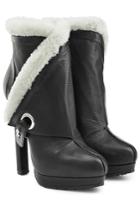 Alexander Mcqueen Alexander Mcqueen Leather Ankle Boots With Sheepskin Trim