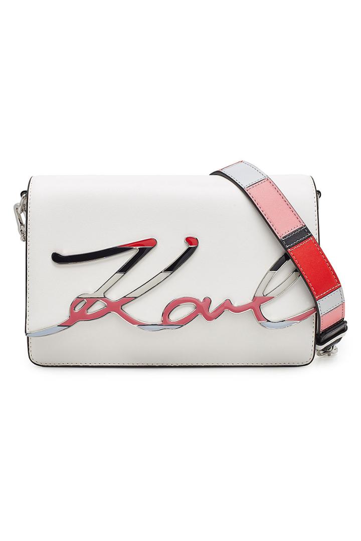 Karl Lagerfeld Karl Lagerfeld K/signature Special Enamel Leather Shoulder Bag