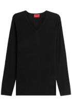 Hugo Hugo Cotton Blend Pullover With Silk And Cashmere - Black