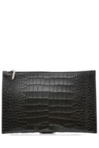 Victoria Beckham Victoria Beckham Simple Pouch Embossed Leather Clutch - Black