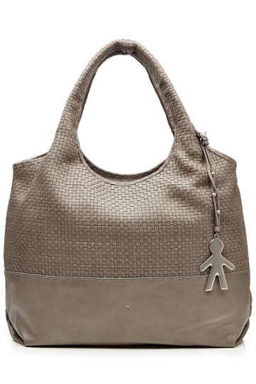 Henry Beguelin Henry Beguelin Leather Tote With Woven Panel - Grey