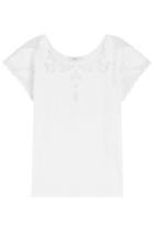 Closed Closed Cotton-linen Top With Mesh Inserts - White