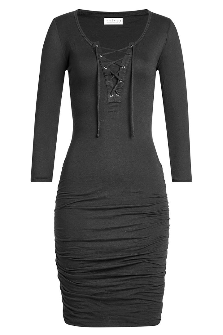 Velvet Velvet Cotton Dress With Lace-up Front