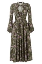 Rochas Rochas Printed Midi Dress With Cut-out Front - Green