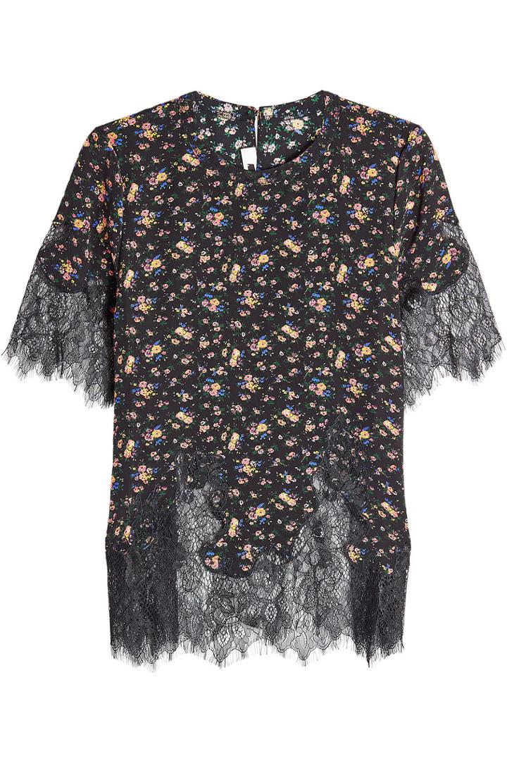 Mcq Alexander Mcqueen Mcq Alexander Mcqueen Printed Silk Top With Lace