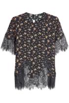 Mcq Alexander Mcqueen Mcq Alexander Mcqueen Printed Silk Top With Lace