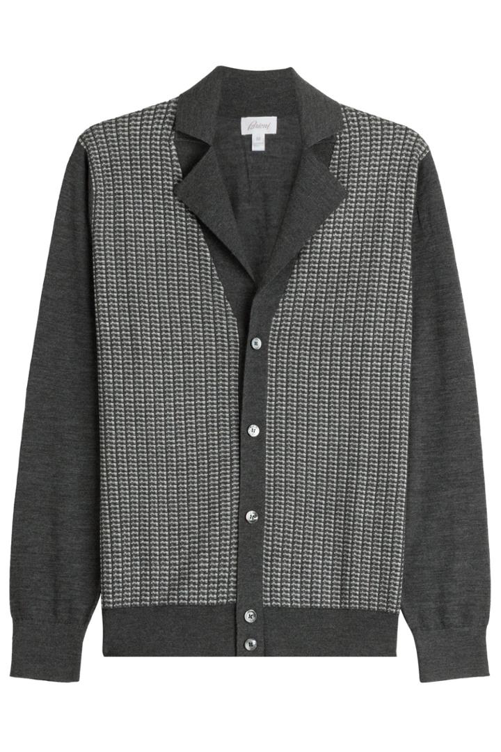 Brioni Brioni Cardigan With Silk, Wool And Cashmere - Grey