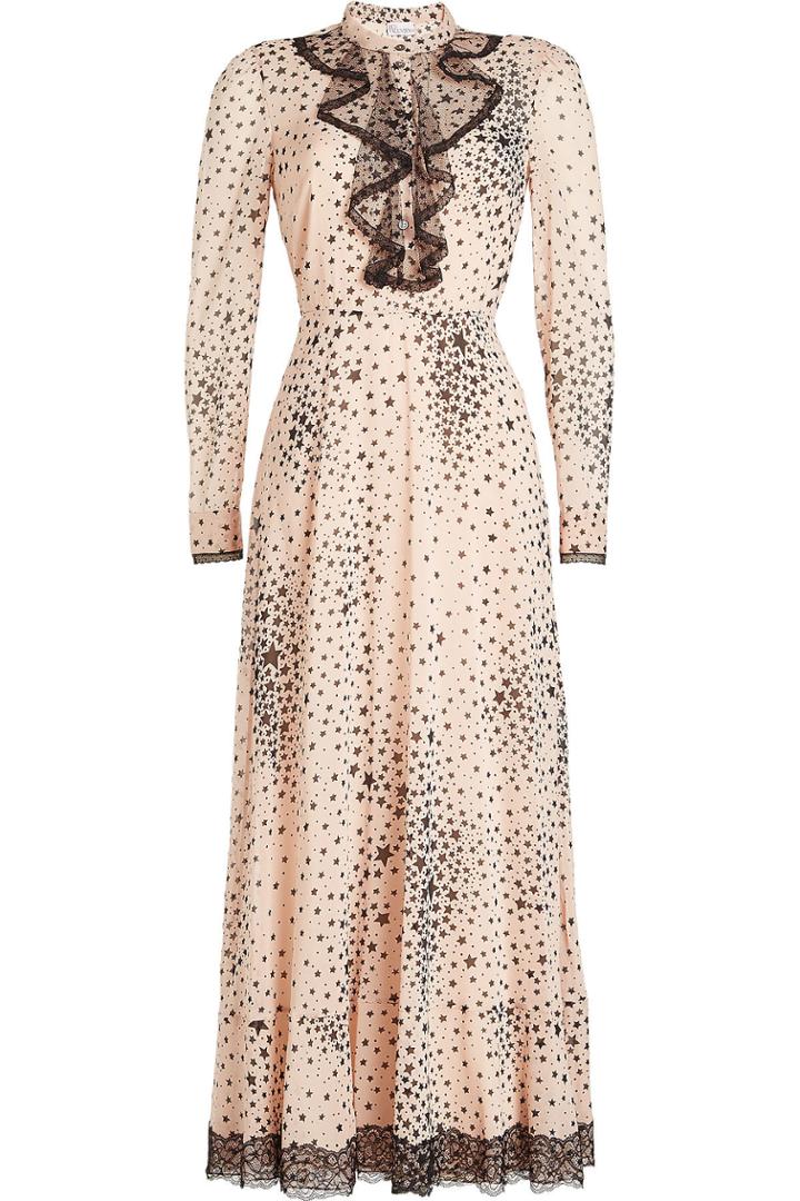 R.e.d Valentino R.e.d Valentino Printed Silk Dress With Lace