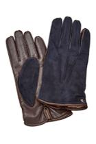 Tods Tods Suede And Leather Gloves - Blue